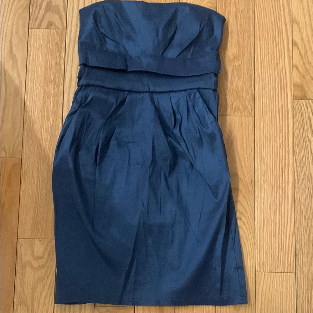 Forever21 Blue Strapless Pleated Cocktail Dress
